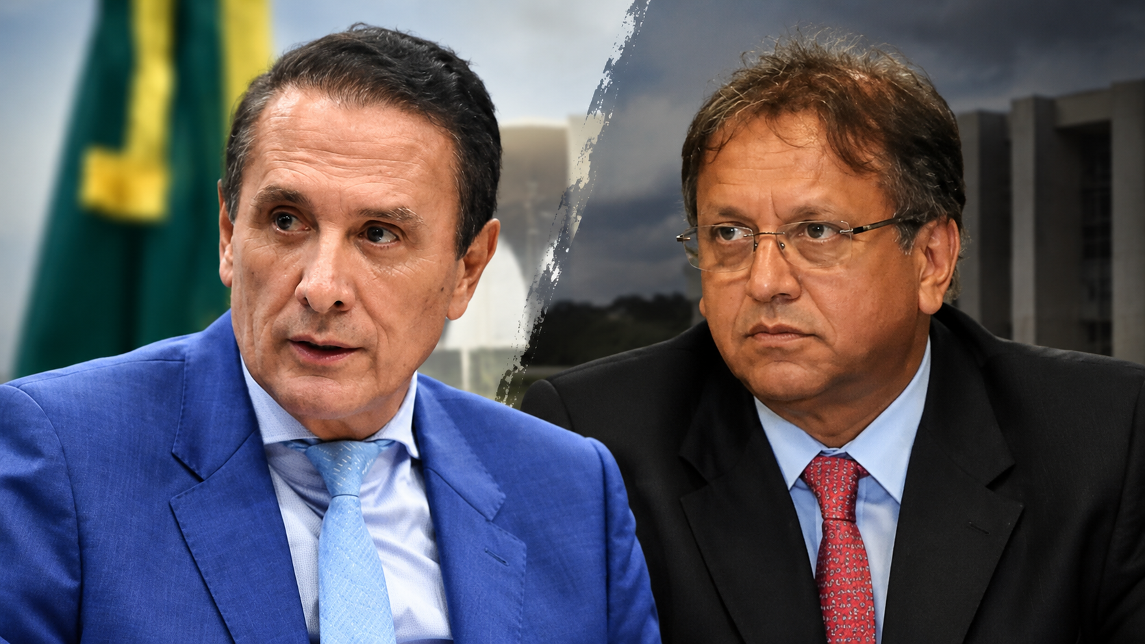 Retrato editorial de dois líderes políticos